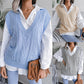 European And American Hollowed Out Twist V-neck Knitted Vest Sweater