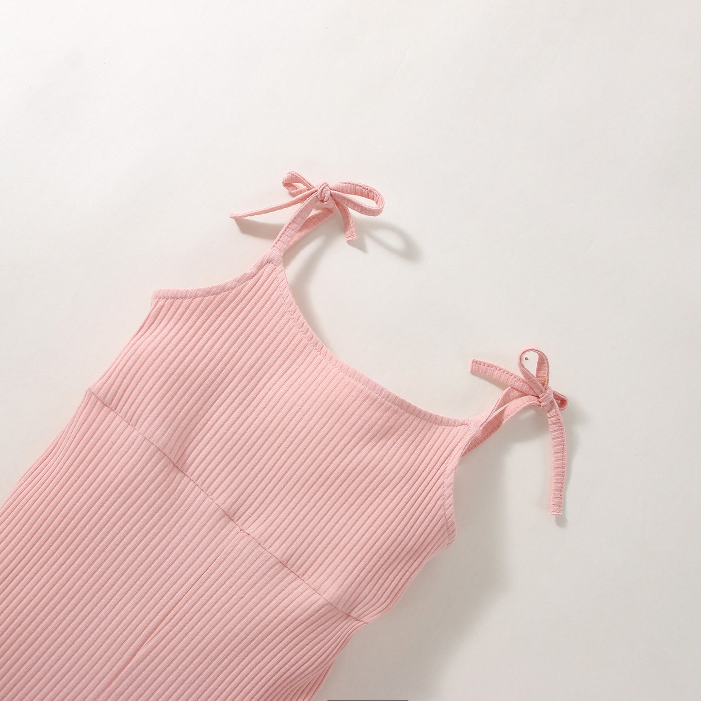 Pantalon d'été une pièce à pattes d'éléphant en coton à rayures unies pour filles