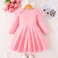 Solid Color Long Sleeve Lace Collar Princess Dress