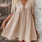 Loose-fit Woven Deep V-neck Designer Tie-front A-line Dress