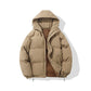 Veste matelassée à capuche de couleur unie avec fermeture éclair