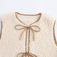 Sleeveless Lace-up Lambswool Vest For Women