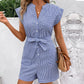 Summer Leisure Commute Jumpsuit Pinstripe Short Sleeve One-piece Shorts