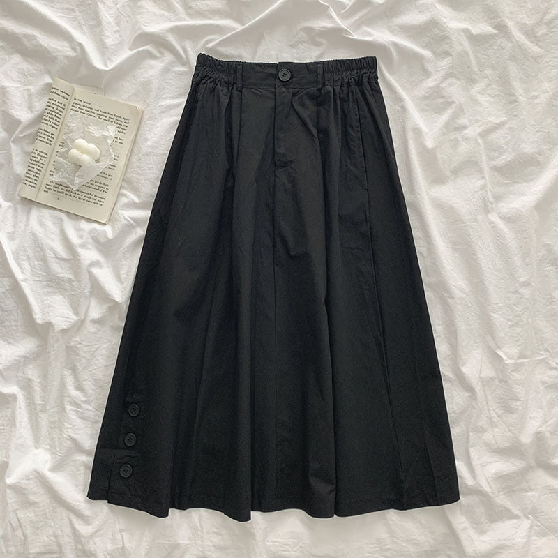 Skirt temperament versatile women"s summer new Korean minority design solid color fashion A-line skirt