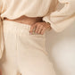 Crepe Cotton Long Sleeve Short Breathable Trousers, White Two-piece Set