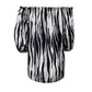 Striped Off-the-shoulder Chiffon Shirt Women's Long Sleeve