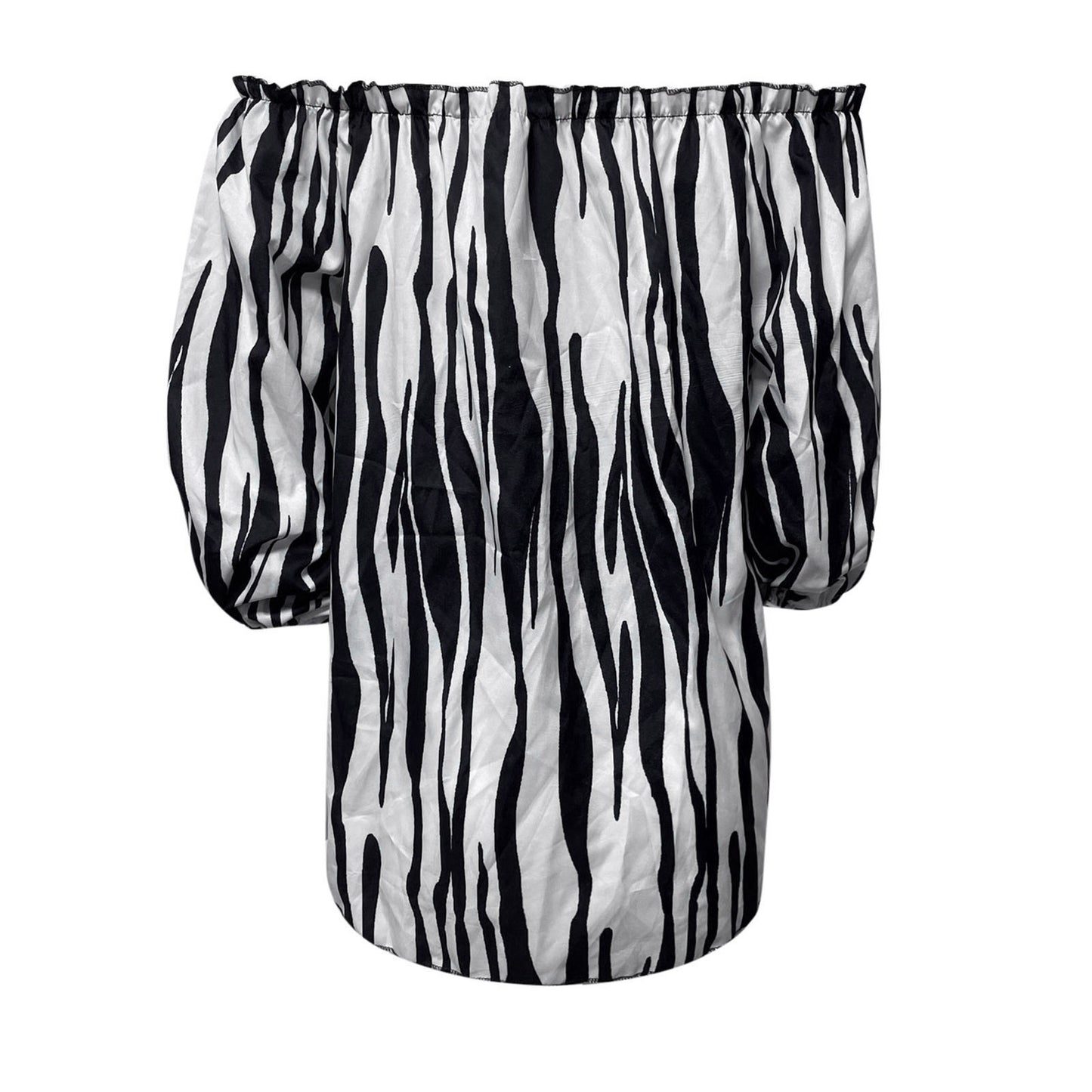 Striped Off-the-shoulder Chiffon Shirt Women's Long Sleeve