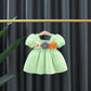 Girl's Square Collar Puff Sleeve Princess Dress