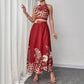 Floral-print Two-piece Slim-fit Set