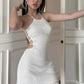 New Temperament Fairy Backless Lace Up Slim Fit Sheath Dress Women