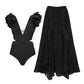 One-piece Women's Solid Color Covering Belly Thin Backless Swimsuit