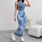 Women's Sleeveless Printed Mid-length Dress