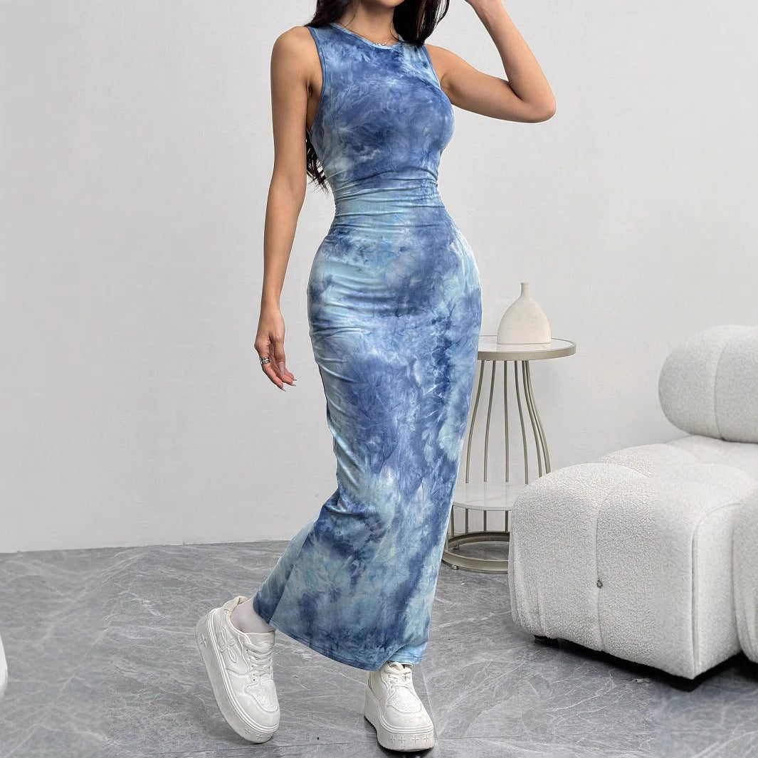 Women's Sleeveless Printed Mid-length Dress