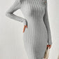 Slim-fit Sheath Knit Dress Long Sleeves New Elegant Mini Skirt