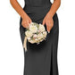 Off-the-shoulder Satin Bridesmaid Corset Ball Gown
