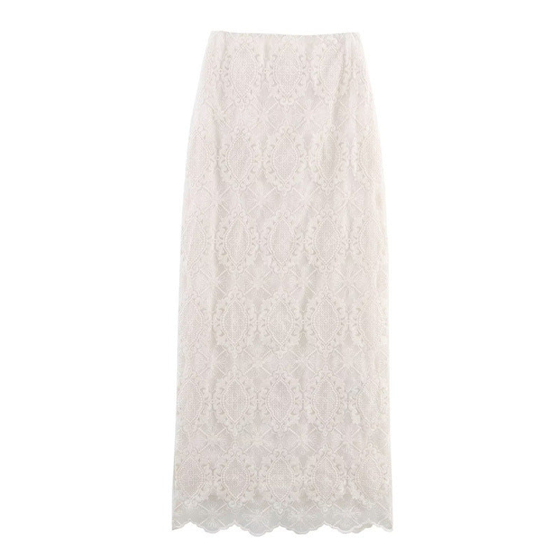 French Retro Mesh Two-piece Set Embroidery Skirt Suit