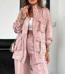 Women's Clothing Straight-leg Trousers Two-piece Set Solid Color Fashion