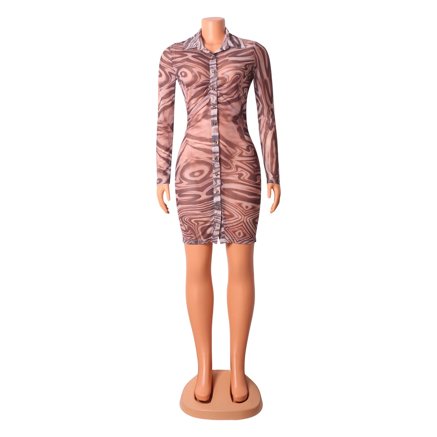 Robe moulante sexy en maille imprimée pour femme