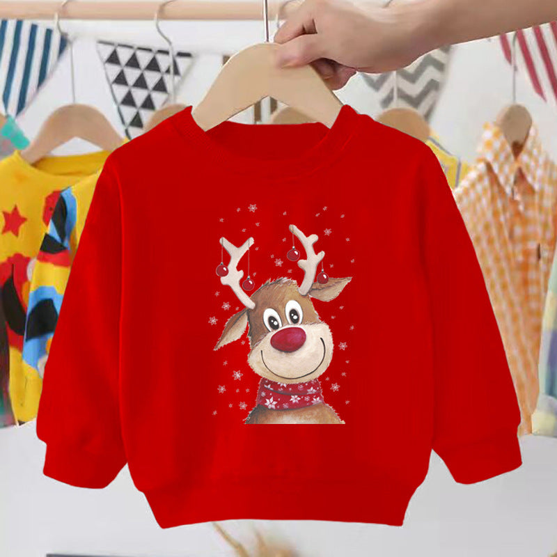 Pull pour enfant imprimé Père Noël, bonhomme de neige, élan