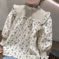 Lace Collar Floral Western Baby Doll Long-sleeved Shirt