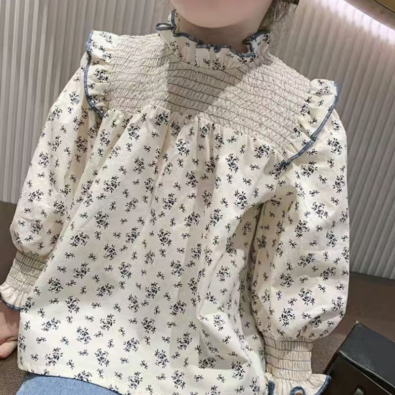Lace Collar Floral Western Baby Doll Long-sleeved Shirt