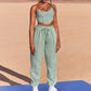 Two-piece Suit Of New Solid Color Suspenders Casual Pants