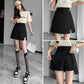 Jupe courte fendue noire pour femme, taille haute, slim