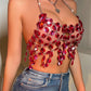 Gem Halter Backless Camisole Women's Clothing