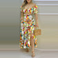 Women's Fashion Printed Split Skirt Two Piece Set