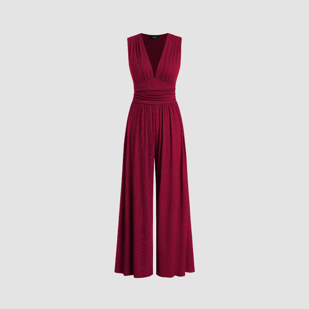 European And American New Sleeveless Knitted Jumpsuit