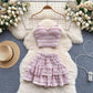 Lace Camisole And Ruffled Short Skirt Set