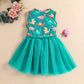 Girls Dress Dinosaur Printed Mesh Bow