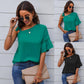 T-Shirt Women's Slash Neck Ruffle Sleeves Chiffon