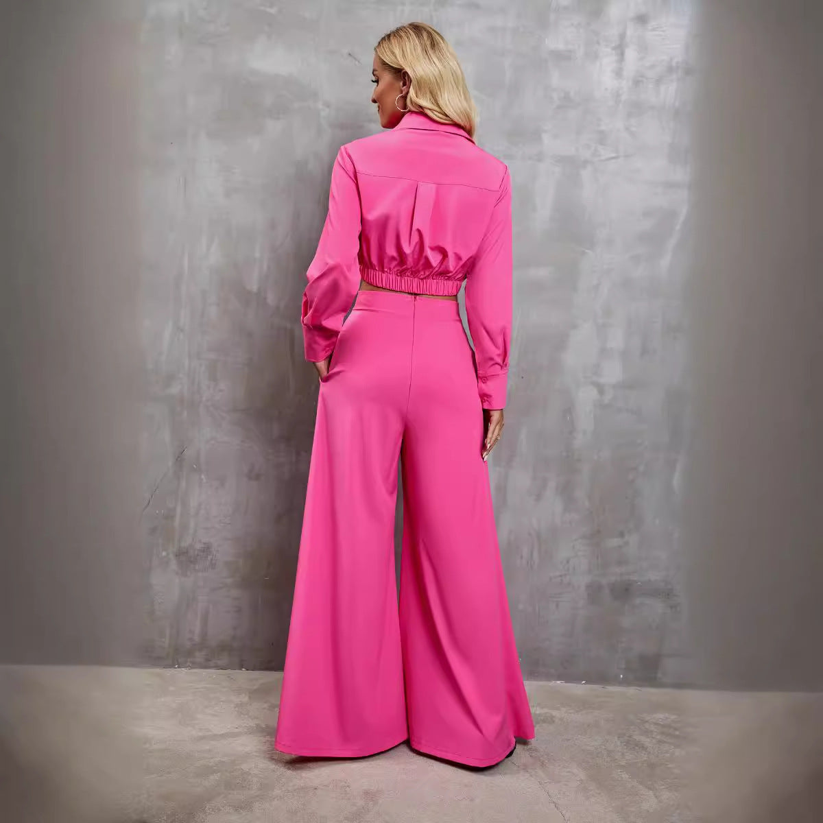 Fashion Long Wide-leg Pants Women's Two-piece Suit
