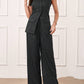 Casual Striped Short Style Lapel Suit Straight-leg Pants Suit