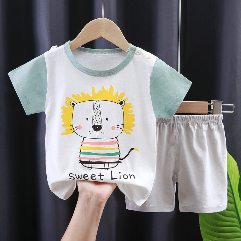 Ensemble t-shirt d'été à manches courtes pour enfant en pur coton