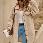 New European And American Winter Open Button Lapel Plush Coat Loose Long-cut Coat Women