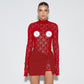 Lace See-through Long Sleeve Narrow Two-piece Set