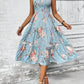 Sleeveless Round Neck Smocking Dress High Waist Slimming Design