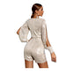 Sequined Long Sleeve Sequined Casual Jumpsuit