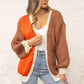 Women's Casual Knitted Cardigan Color Matching Long-sleeved Sweater