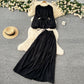 Suit Women's Spring French Style Lace-up Waist-controlled Round Neck Long Sleeve Shirt High Waist Drooping Skirt