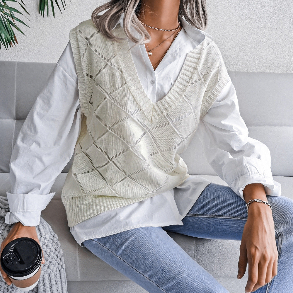 Women's Fashion Casual Knitting Vest Sweater