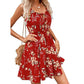 Elegant Sleeveless Dress Pullover Print Elastic Waist