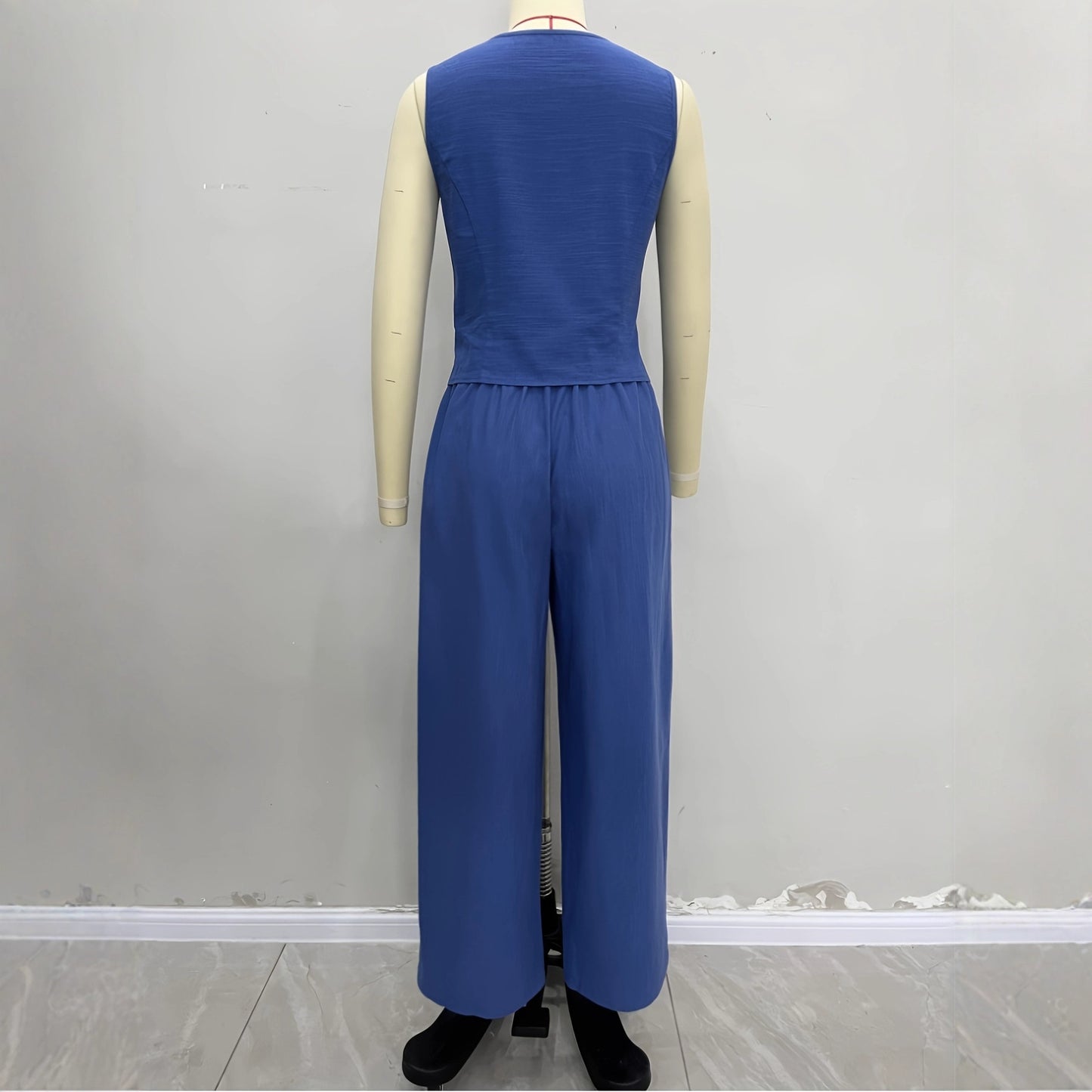 New Cotton Cardigan Tie-front Vest And Pants Two-piece Set
