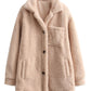 Veste à manches longues en peluche de couleur unie, style hipster de rue