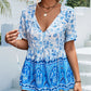 Bohemian V-neck Tie Positioning Flower Top Women