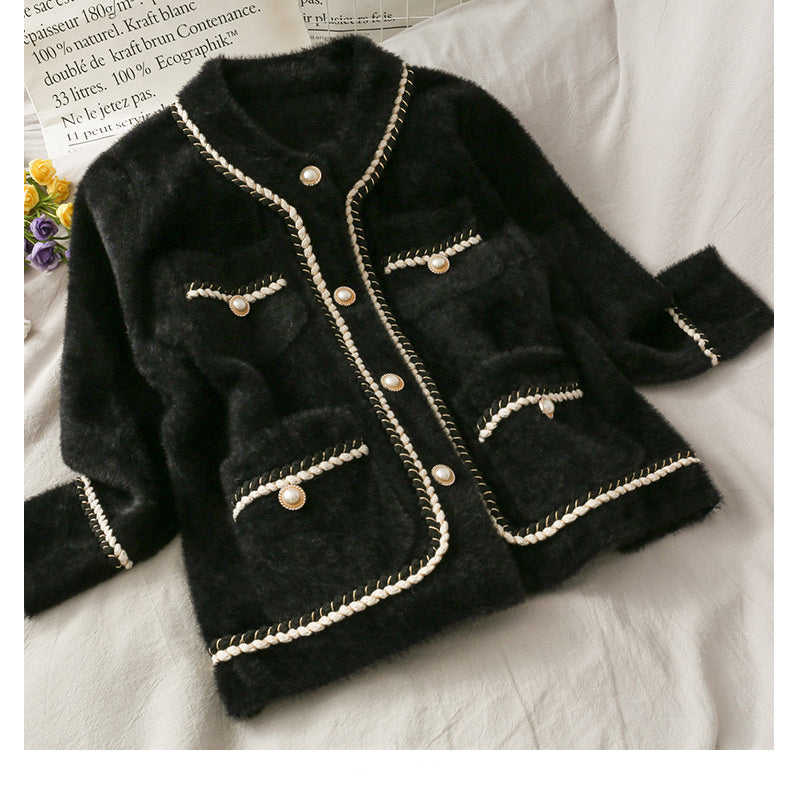 Women's Faux Mink Fleece Loose Sweater Cardigan Jacket