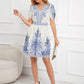 Robe imprimée à manches courtes et col en V pour femme