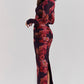 Vintage Print Slim-fit Houfu Split Evening Dress Suitable For All Kinds Of Parties